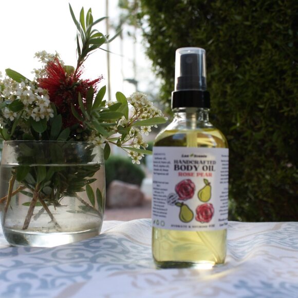 Handcrafted Rose Pear Perfumed Body Oil Body Juice Mist Sprayer Fast Absorption - Picture 10 of 10
